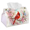 Cardinal Plum DIY PULeather Diamond Painting Tissue Box for Adults Beginners Large Size Diamond Art Paper Storage Holder for Living Room Bathroom Table Decor