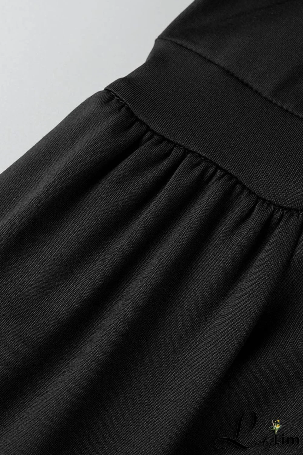 Black Elegant Solid Patchwork Oblique Collar Pencil Skirt Dresses