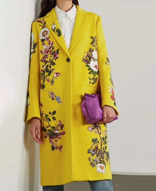 LADYSY Fashionable Loose Yellow Woolen Jacket 