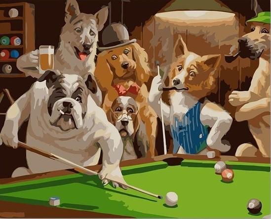 

Dogs Playing Pool – Paint By Numbers - 40*50CM, 501 Original