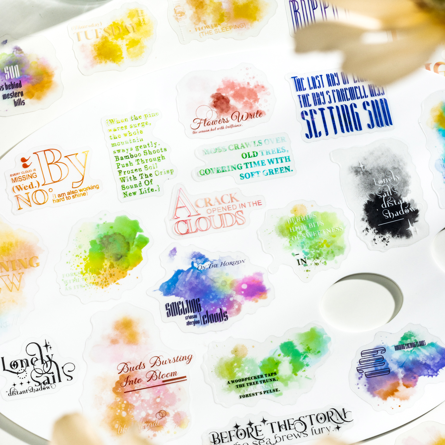 PET 스티커 - 자연의 선물 시리즈 빈티지 스머지 영어 텍스트