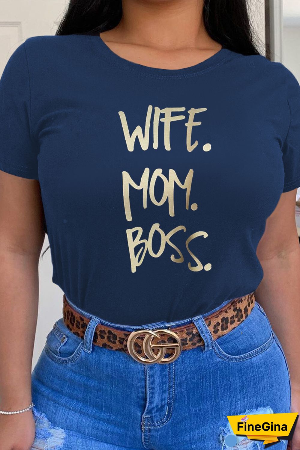 White Casual Street Print Patchwork Letter O Neck T-Shirts