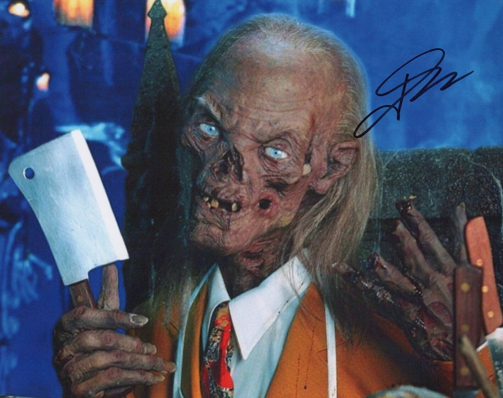 Crypt Keeper actor John Kassir signed 8x10 horror movie Photo Poster painting