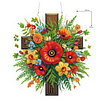 (US Only)Cross Poppy Theme 2D Flat DIY Diamond Art Pendant Wall Decor for Home & Windows