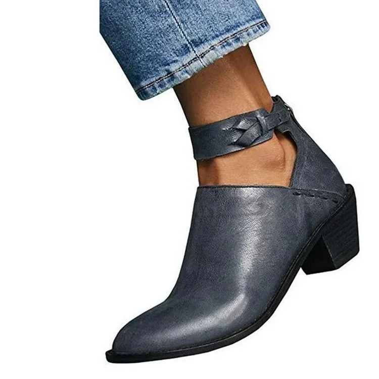 Women Fashion Daily Chunky Heel Zip Shoes | 168DEAL