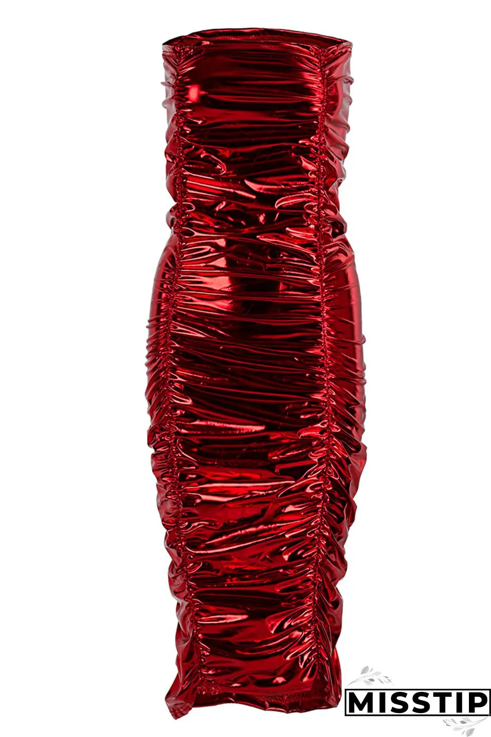 Golden Yellow Sexy Solid Fold Strapless Sleeveless Dress