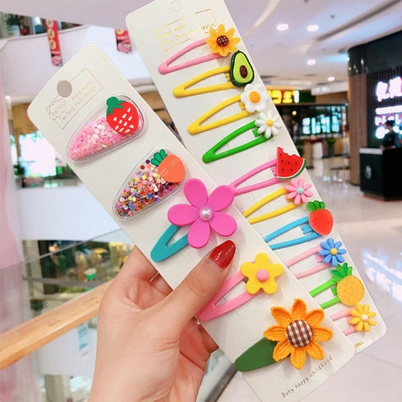 5/15 Pcs/Set Girls Cute Cartoon Animals Fruit 5 Cm Hairpins Children Lovely Hair Clips Barrettes Gift Kids Hair Accessories Gift