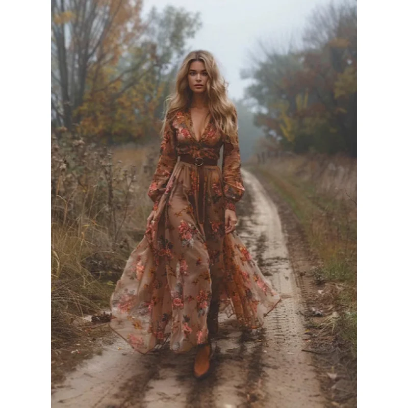 Athvotar Athvotar Shein Prints Bohemia National Holiday Beach Dress