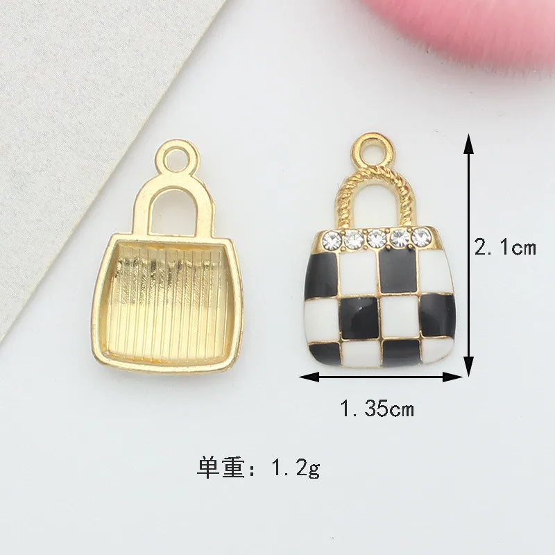 10 PCS/Package 1.5 * 20mm 14 * 14mm 7 * 12mm Alloy Rhinestones Pearl Number Heart Shape Bow Knot Polished Pendant