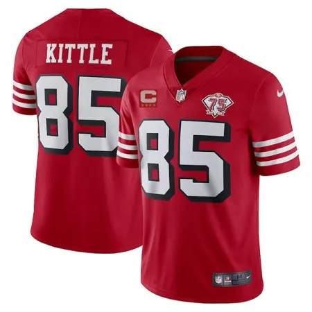 Men's San Francisco 49ers #85 George Kittle 2021 Red With C Patch 75th Anniversary Vapor Untouchable Limited Stitched Jersey R9BA