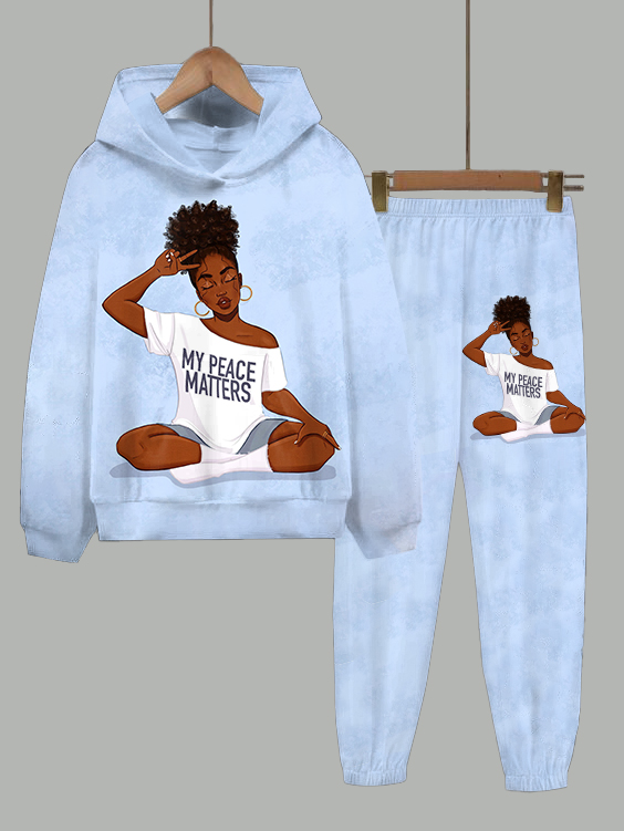 My Peace Matters Long Sleeve Hoodie Two Pieces Set