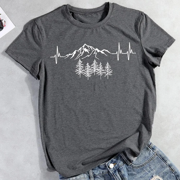 AL™  Heartbeat for  mountains Hiking Tees -011271-Annaletters