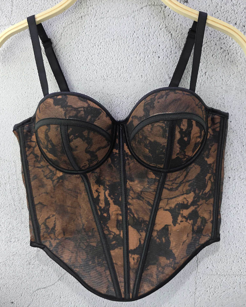 Sexy Mesh Suspender Corset