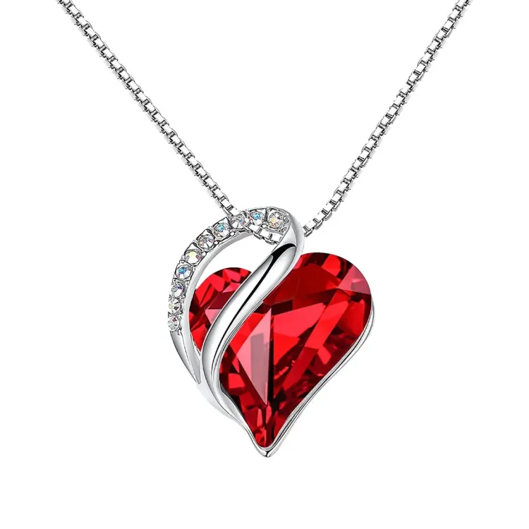 For Love - S925 You are My Soulmate My Best Friend My Everything Red Crystal Love Necklace