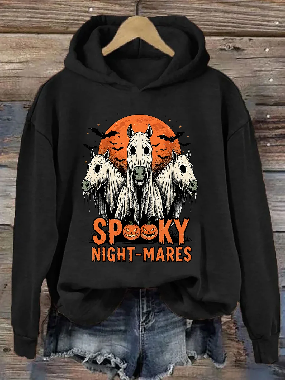 Halloween Spooky Ghost Horse Hoodie