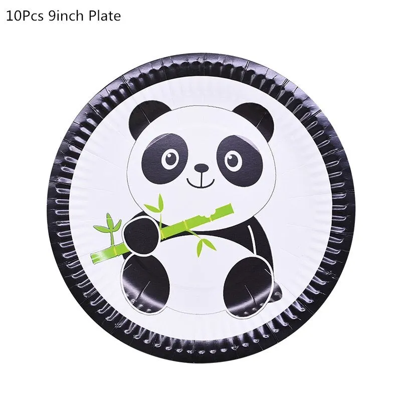 Cartoon Panda Theme Birthday Party Decorations Disposable Tableware Sets Plate Napkin Panda Party Balloon Baby Shower Favors