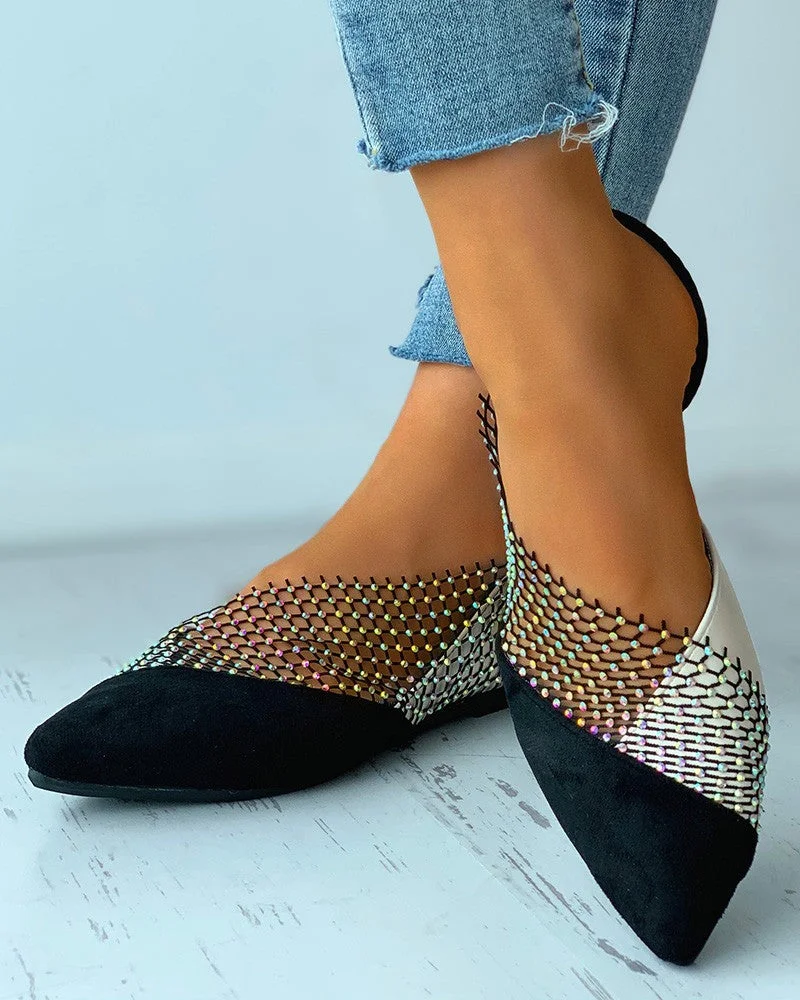 Colorblock Studded Patch Slip-On Shoes