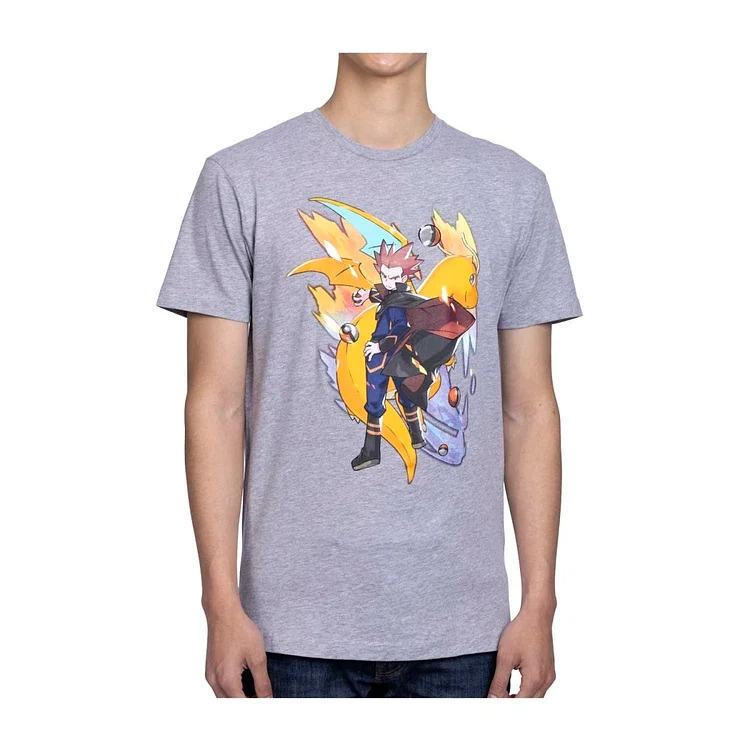 Lance Pokémon Trainers Heather Gray Relaxed Fit Crew Neck T-Shirt - Adult