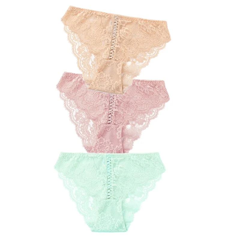 3pcs Sexy Lace Panty Women Briefs Panties Women Low Waist Lingerie Underwear Female Sexy Iminates L XL XXL Underpant 8 Colors