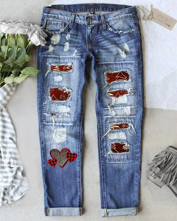 Printed casual jeans