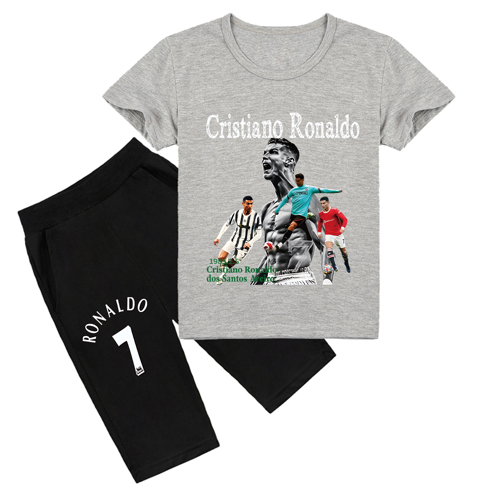 Mayoulove Cristiano Ronaldo Kids' Shorts Set - Unisex Soccer Outfit for Boys  Girls, Trendy Sportswear, Activewear Essentials-Mayoulove