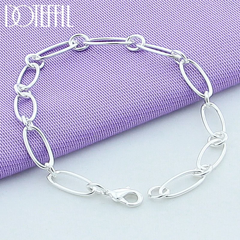 DOTEFFIL 925 Sterling Silver Simple Chain Bracelet For Woman Jewelry