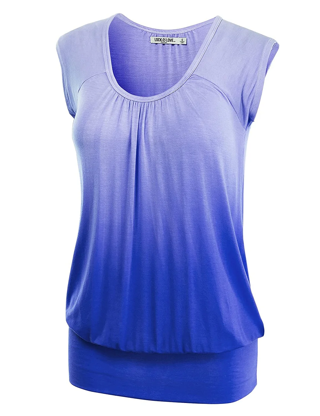 Women's Scoop Neck Short Sleeve Solid/Dip-Dye Ombre Sweetheart Top