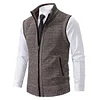 💥2025 New Arrivals!Men's Solid Color Vest Jacket, Men's Casual Stand-up Collar Sleeveless Knitwear
