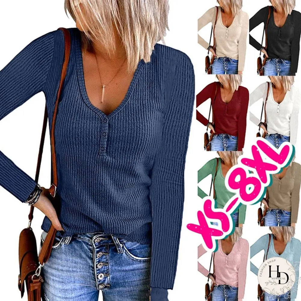 XS-8XL Autumn and Winter Warm Tops Plus Size Fashion Clothes Womens Casual Long Sleeve