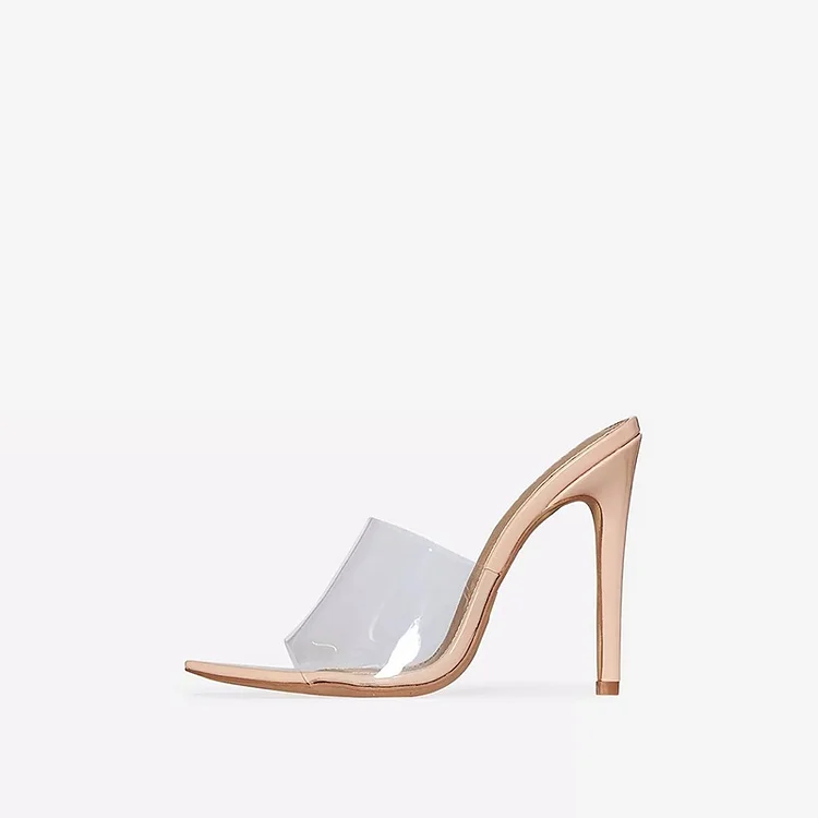 Patent Leather Nude Clear Heels Vdcoo