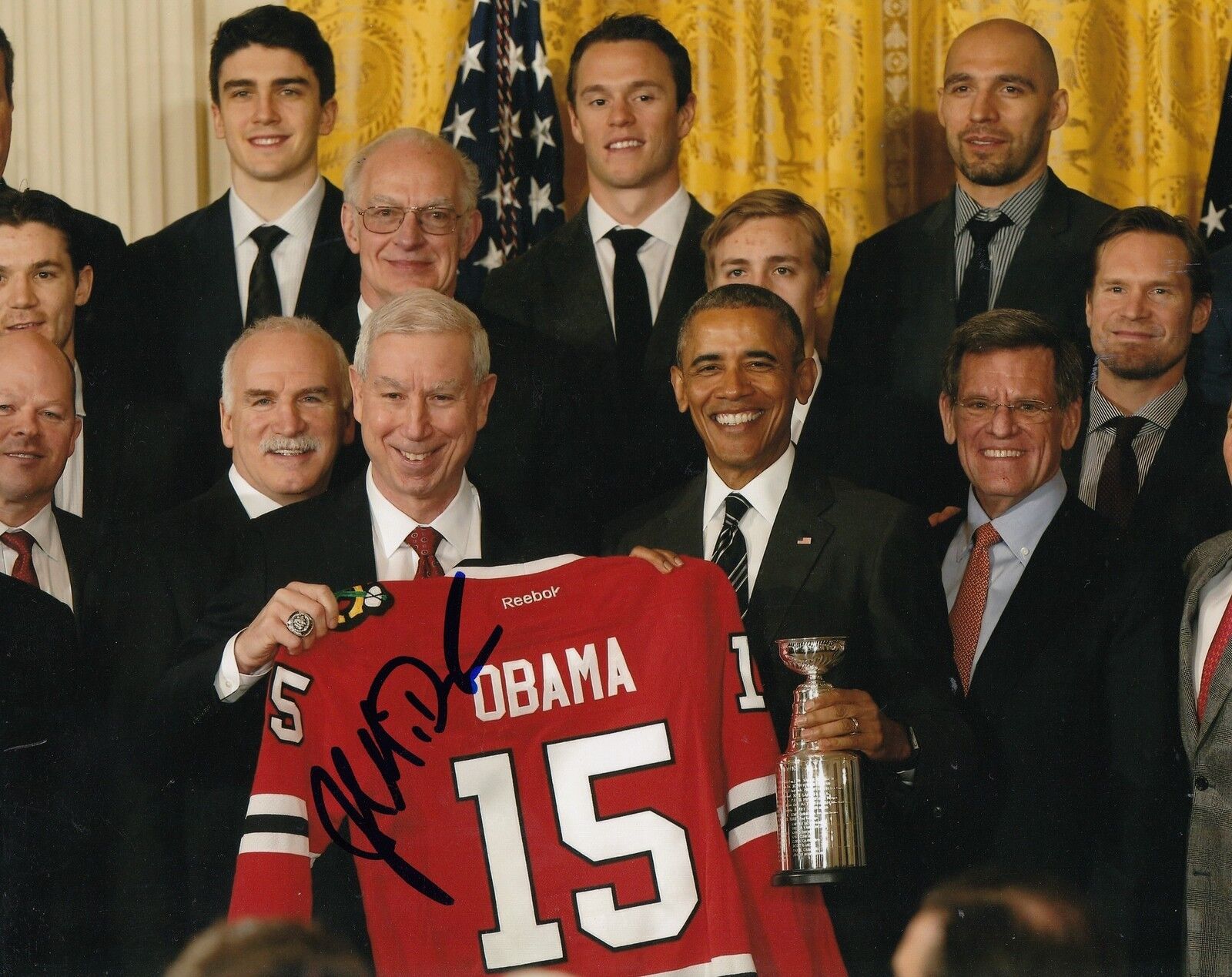 JOHN MCDONOUGH signed (CHICAGO BLACKHAWKS) STANLEY CUP 8X10 Photo Poster painting W/COA #1