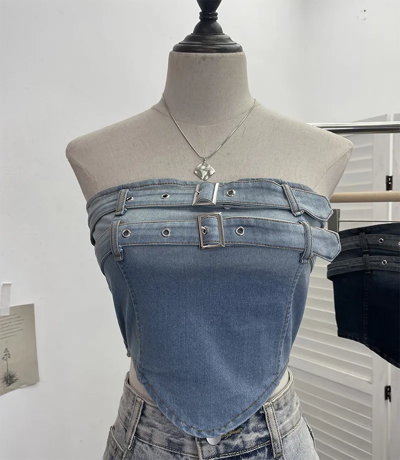 Churchf Sexy Babes Gradient Cowboy Sling Vest Irregular One-Pack Short Corset Summer 2607