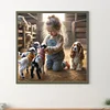 Girl Puppy Sheep Round Diamond Diamond Painting 30*30cm