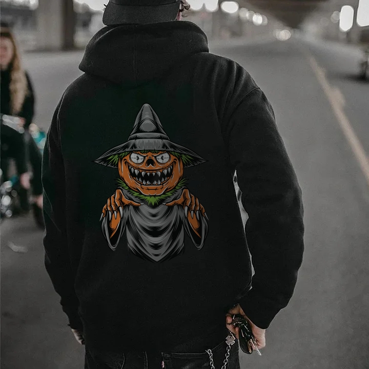 Scary Scratching Pumpkin Witch Halloween Hoodie