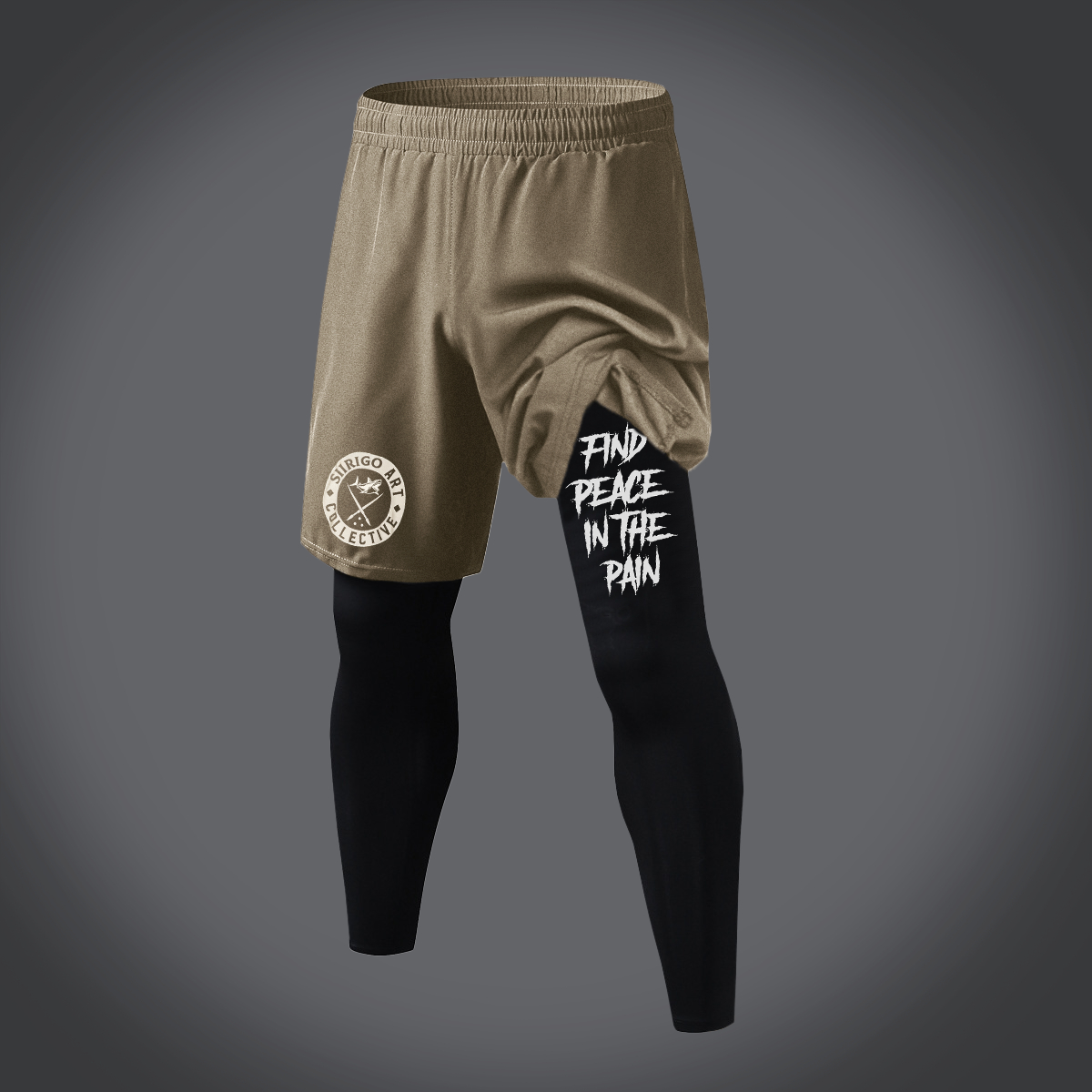 FIND PEACE IN THE PAIN Graphic Print 2 in 1 Gym Workout With Leggings