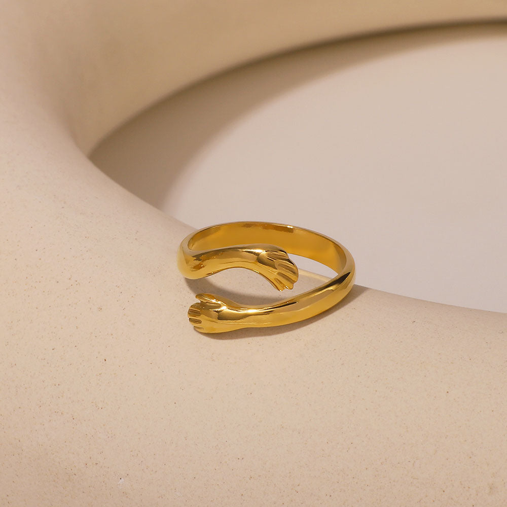 French Romantic Hug Ring Stainless Steel Fashion Hit Ins Style Hug Ring Couple Ring