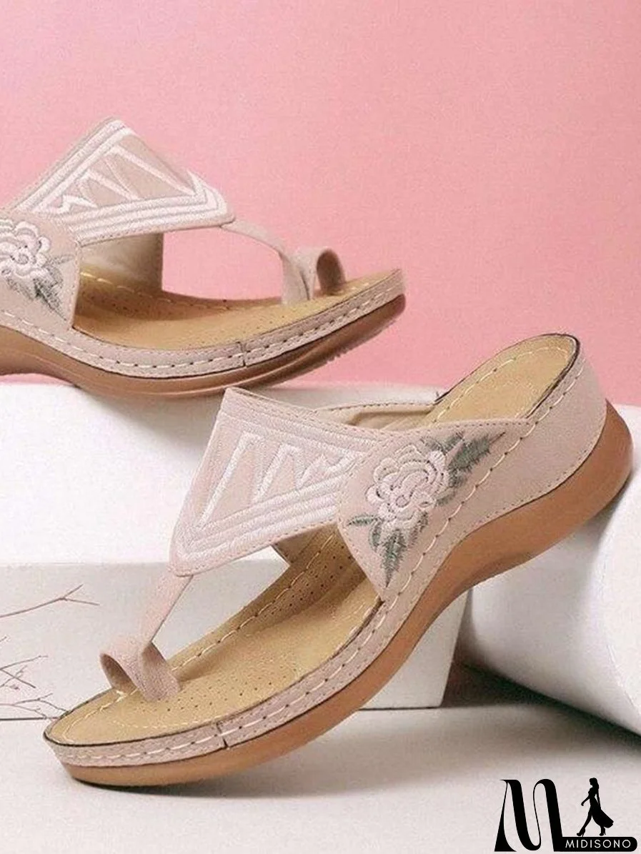 Embroidery Orthopedic Comfy Flip Flop Sandals for Women
