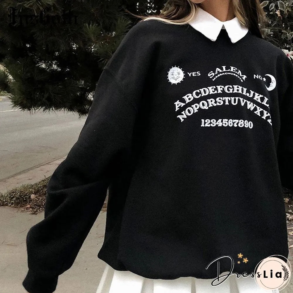 Gothic Streetwear Oversized Hoodie Womens Autumn Long Sleeve Insgoth Black Grunge