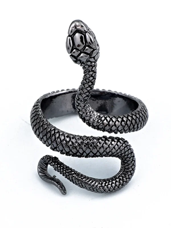 Vintage Asymmetric Silvering Snake Ring