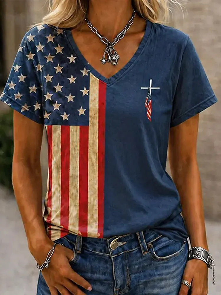 Women's Cross & Faith T-Shirt &mdash; U.S. 250th Founding Anniversary Edition 