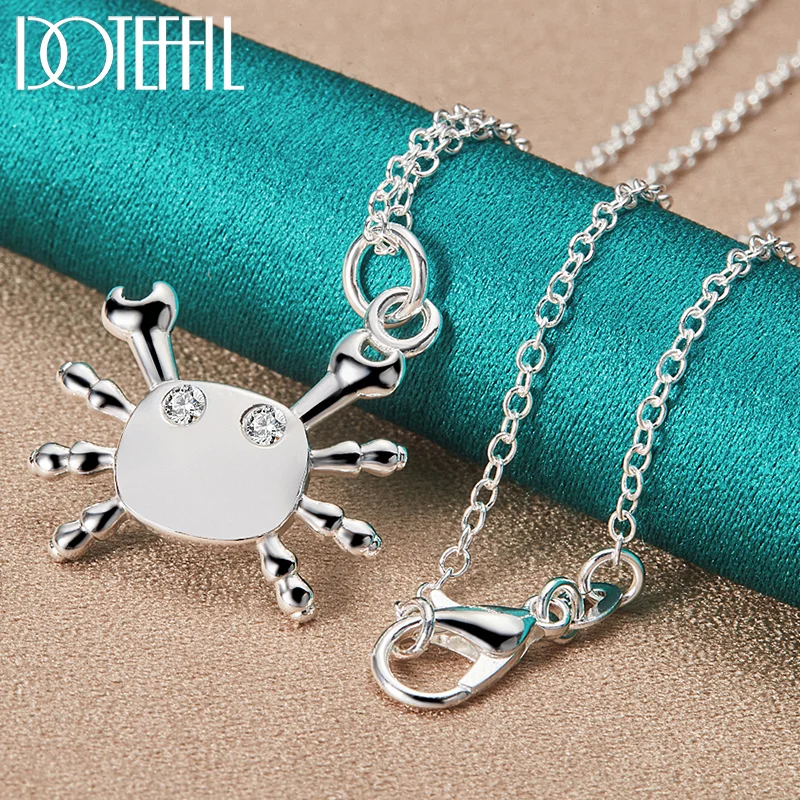 DOTEFFIL 925 Sterling Silver AAA Zircon Crab Pendant Necklace 16-30 Chain For Woman Man Jewelry