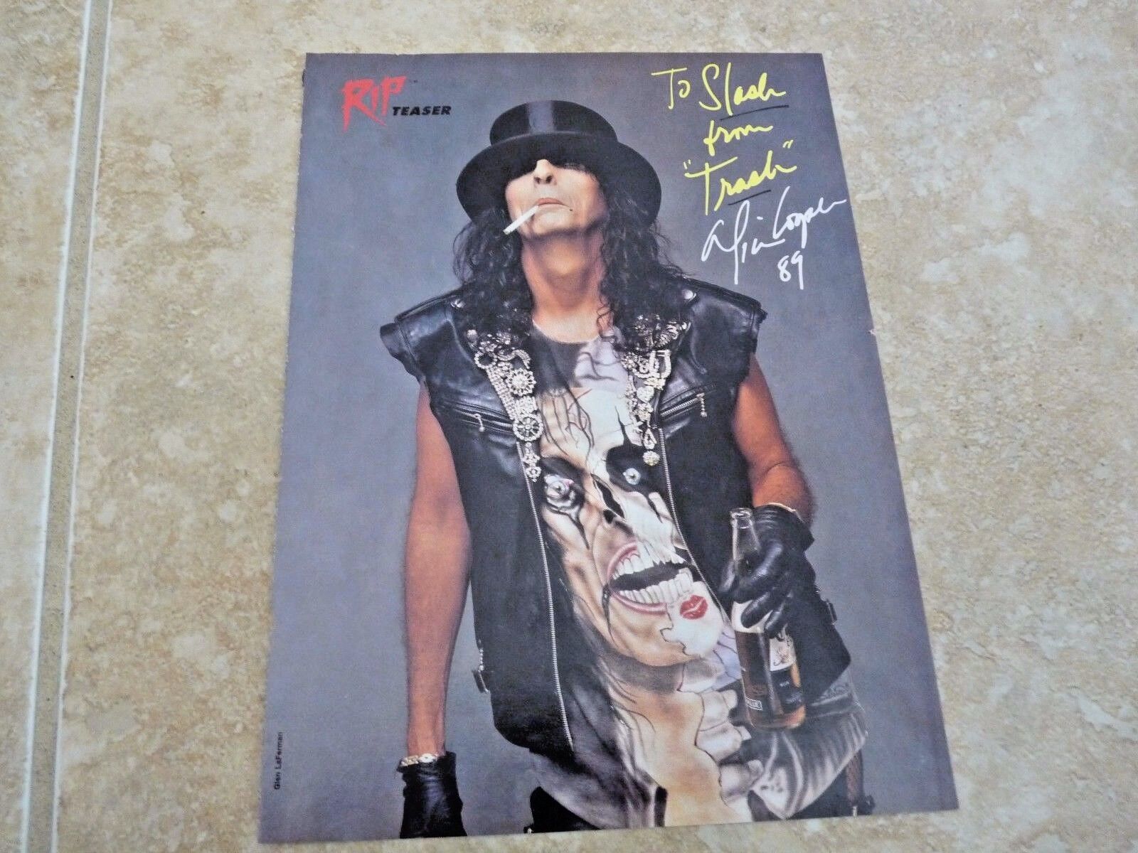 Alice Cooper 8x11 1989 Rip Magazine Page Photo Poster painting TO SLASH GNR Guns & Roses