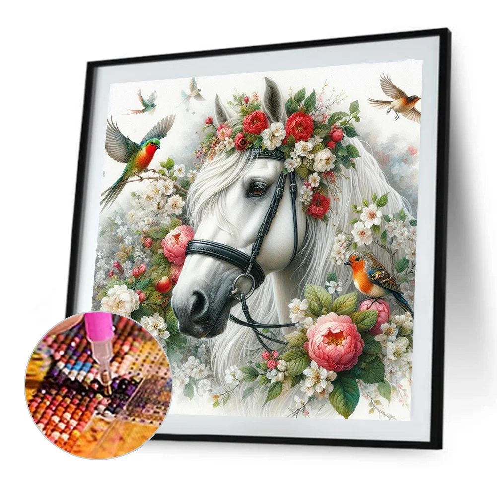 Diamond Painting - Full Round Drill - Flower Horse(Canvas|40*40cm)