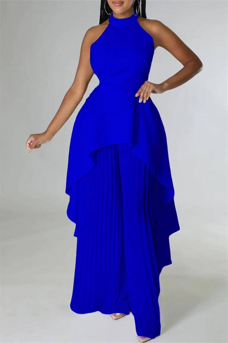 Stylish Backless Pleated Suit