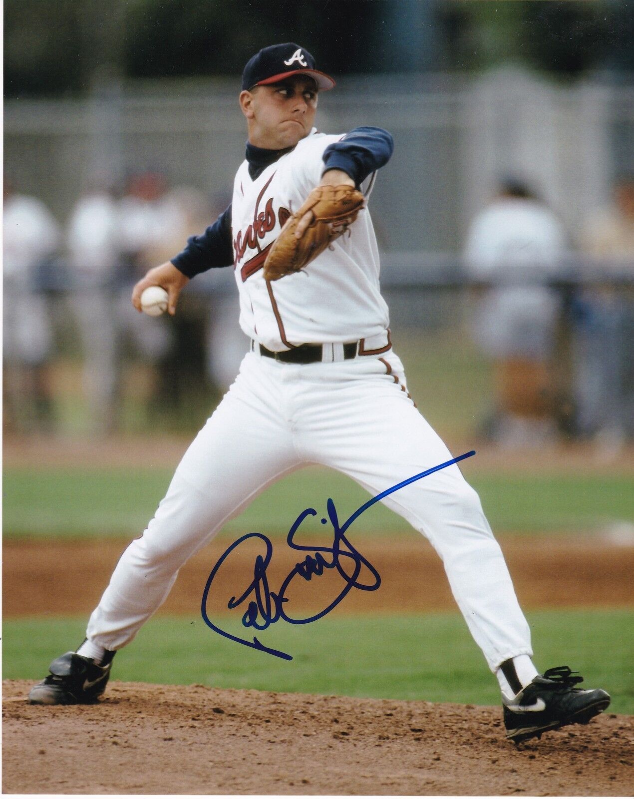 PETE SMITH ATLANTA BRAVES ACTION SIGNED 8x10