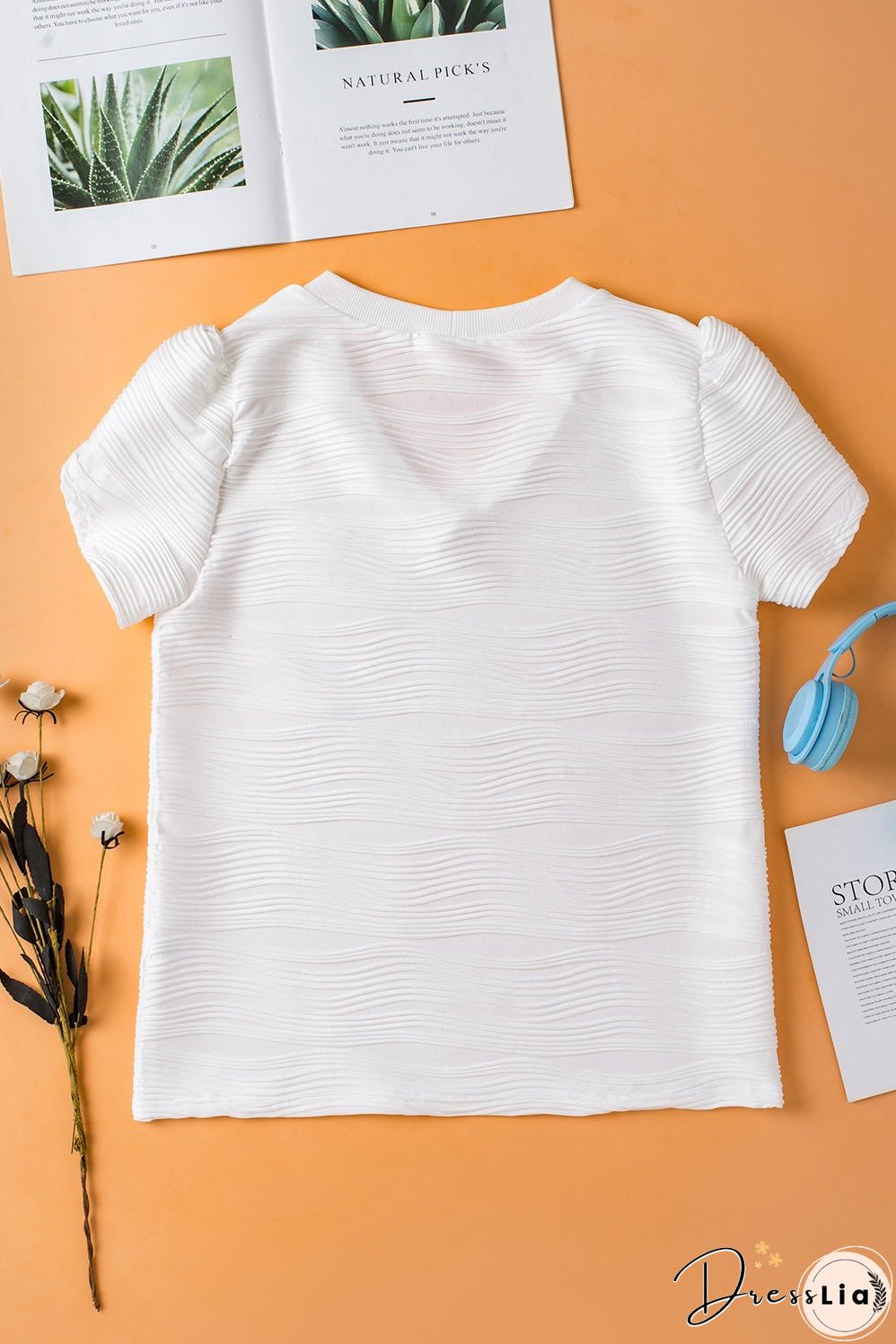 V-Neck Petal Sleeve Blouse