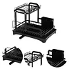 2 Tier Dish Drying Rack with Utensil Holder and Cup Rack Double Layer Sink Drain Rack with Drain Board for Apartment Kitchen Counter