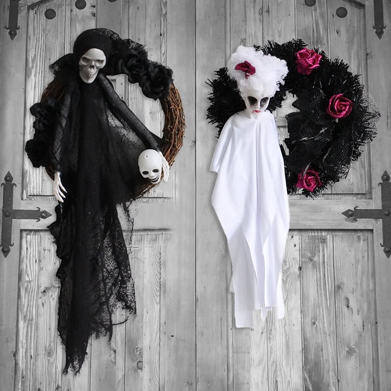 Halloween Ghost Door Hanging Decor Horror Party Wreath Ornaments