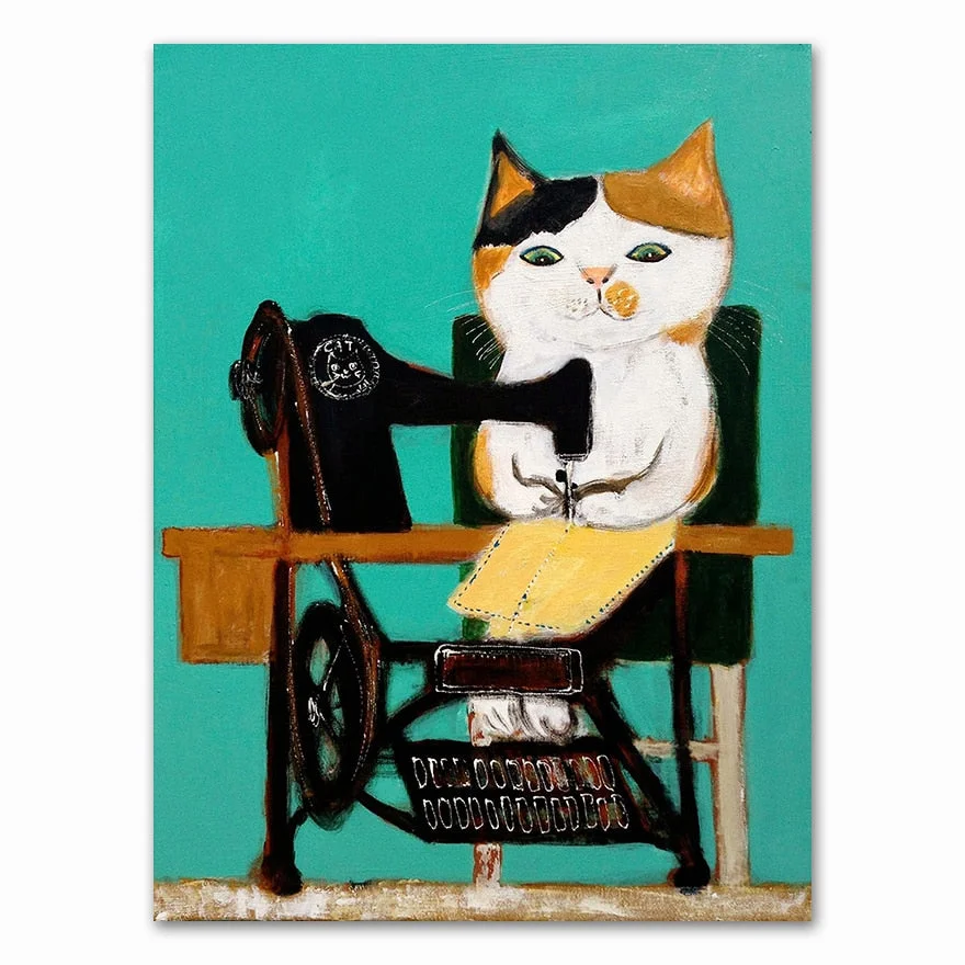 Cartoon Cat Posters And Prints Canvas Oil Painting Wall Art Pictures For Living Room Kid's Bedroom Nursery Cuadros Home Decor