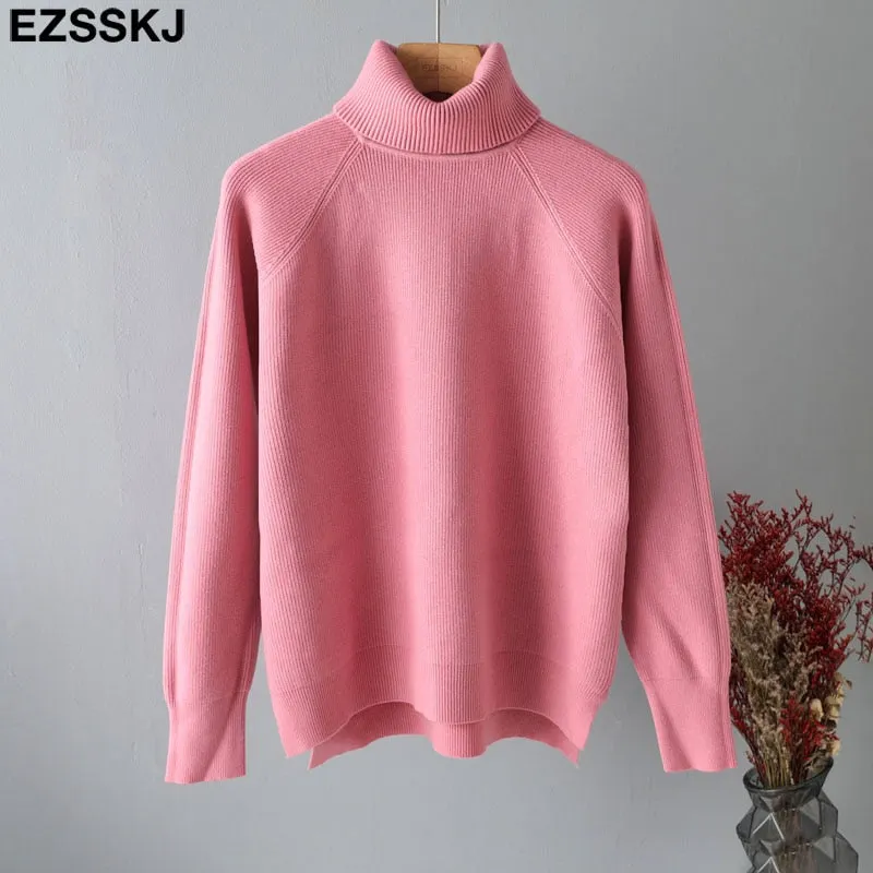 Pure color basic sweater thick Sweater Women Pullover Casual Turtleneck Long Sleeve Knit Sweater Female Jumpers